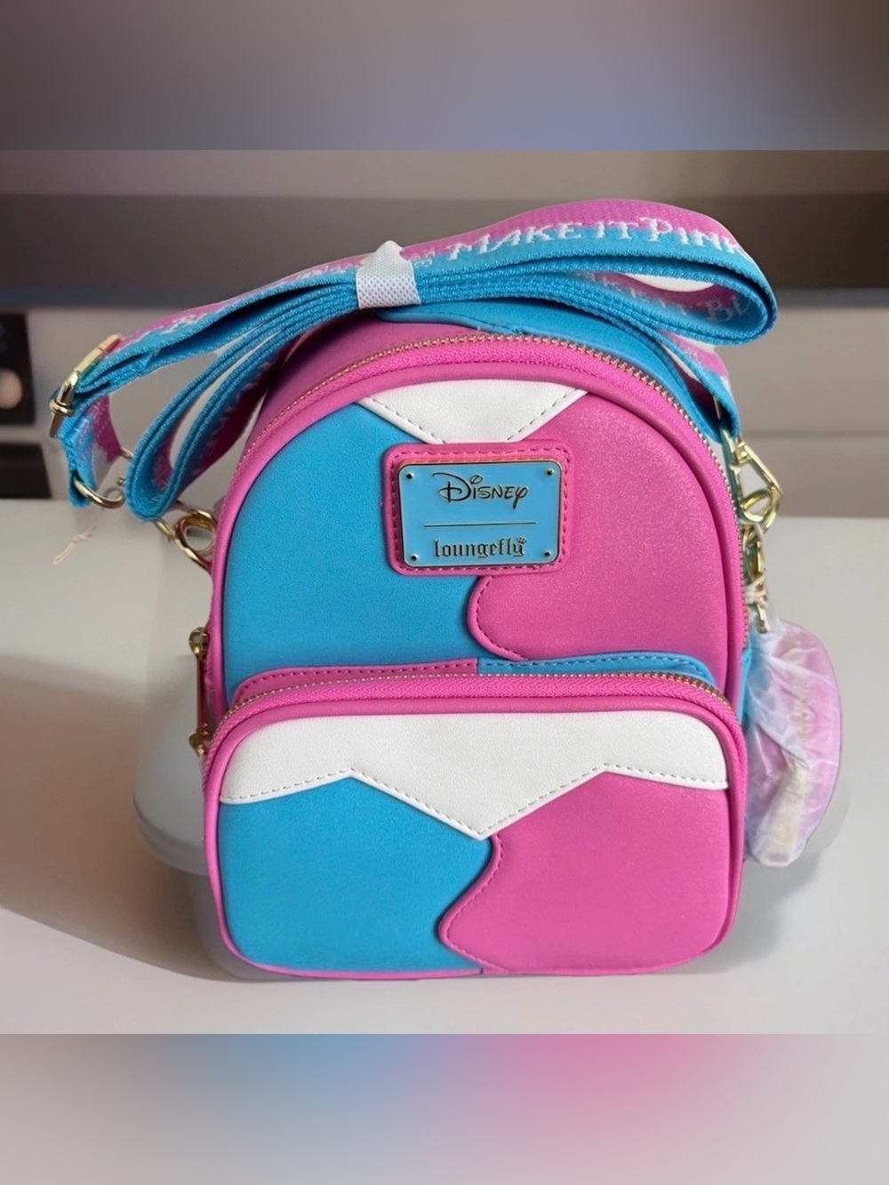 NEW Loungefly Disney MAKE IT PINK MAKE IT BLUE Sleeping Beauty Convertible Bag